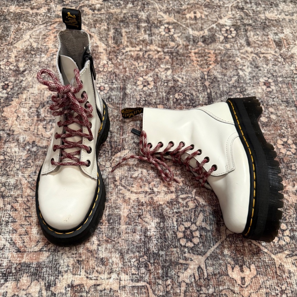 Dr. Martens Jadon‎ Platform Boots White Leather Women's 5 Punk Grunge Y2K